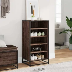 vidaXL Productos Del Hogar-Zapatero madera contrachapada roble marrón 48x38x97,5 cm