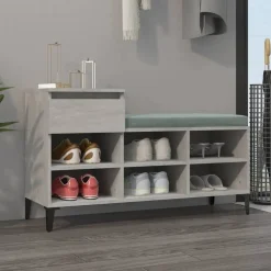 vidaXL Productos Del Hogar-Zapatero madera contrachapada gris hormigón 102x36x60 cm