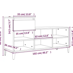 vidaXL Productos Del Hogar-Zapatero madera contrachapada gris hormigón 102x36x60 cm