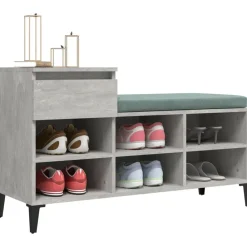 vidaXL Productos Del Hogar-Zapatero madera contrachapada gris hormigón 102x36x60 cm