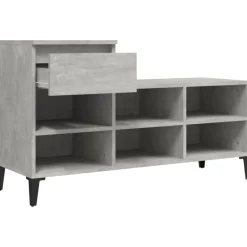 vidaXL Productos Del Hogar-Zapatero madera contrachapada gris hormigón 102x36x60 cm