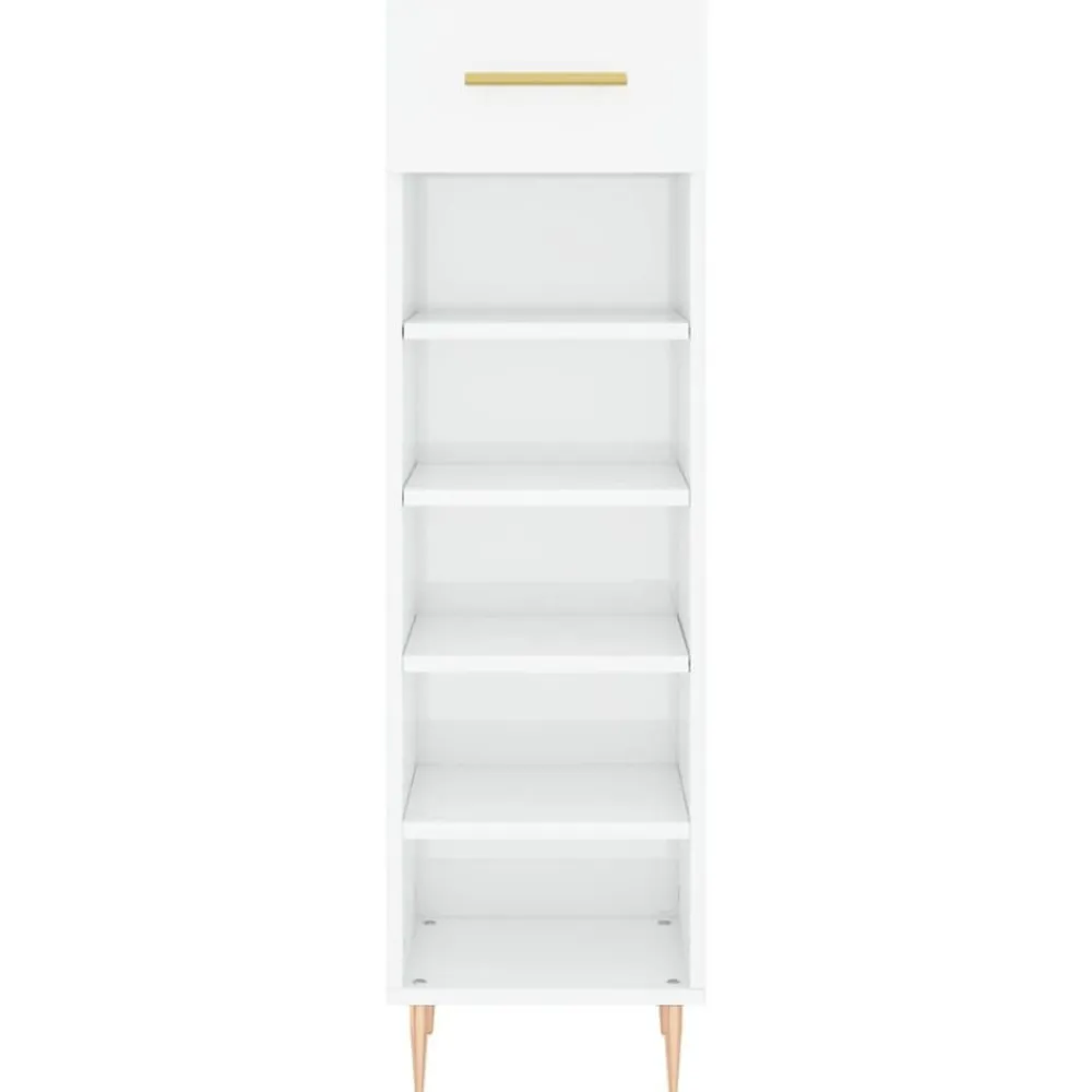 vidaXL Zapatero madera contrachapada blanco brillo 30x35x105 cm Blanco brillante