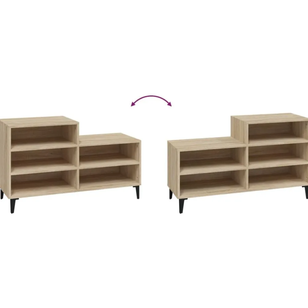 vidaXL Zapatero madera contrachapada 102x36x60 cm Roble Sonoma New