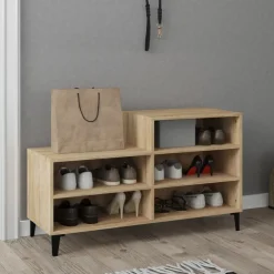 vidaXL Zapatero madera contrachapada 102x36x60 cm Roble Sonoma New