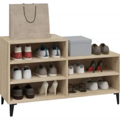 vidaXL Zapatero madera contrachapada 102x36x60 cm Roble Sonoma New