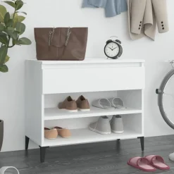 vidaXL Zapatero madera contrachapada 70x36x60 cm Blanco Hot