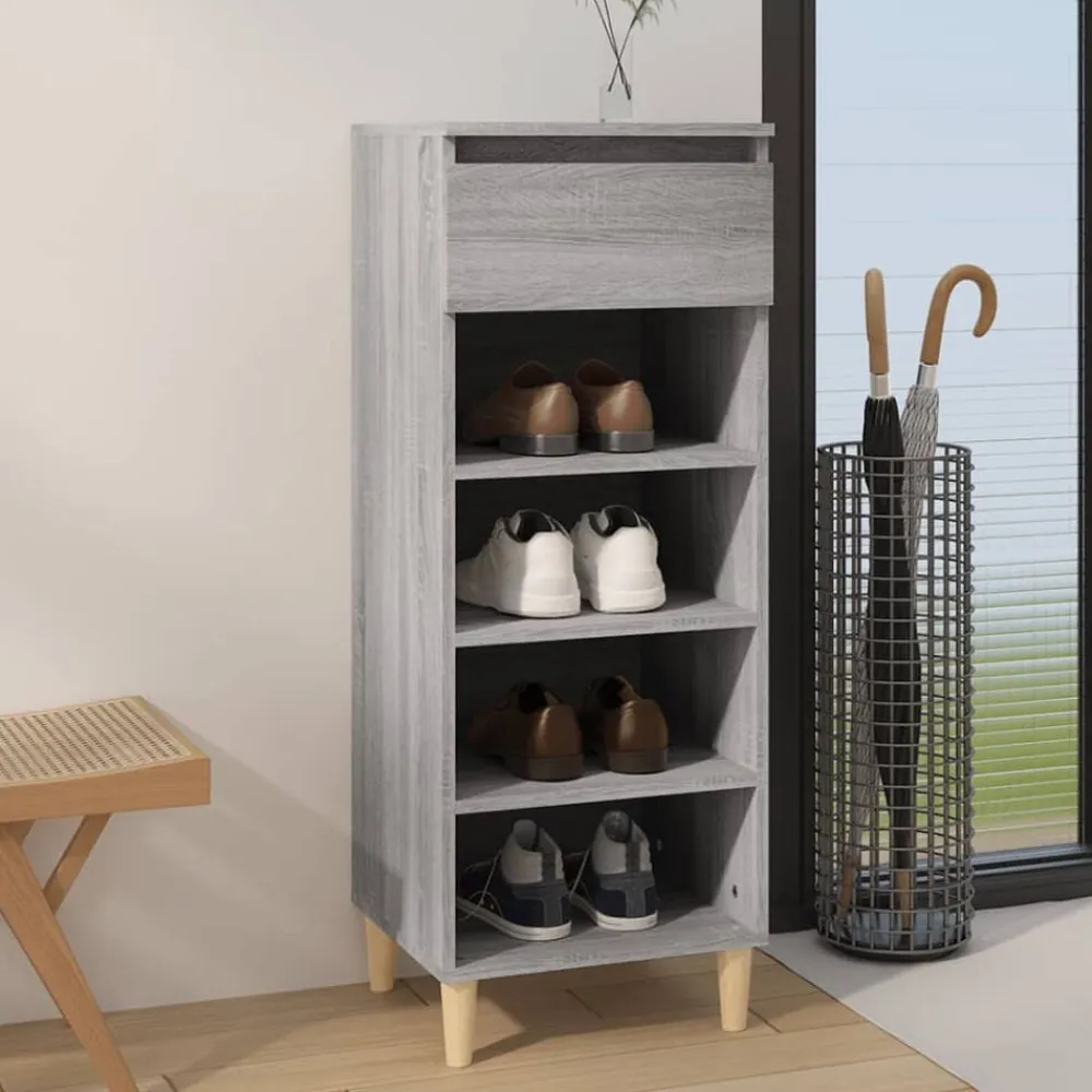 vidaXL Zapatero madera contrachapada 40x36x105 cm Gris sonoma Clearance