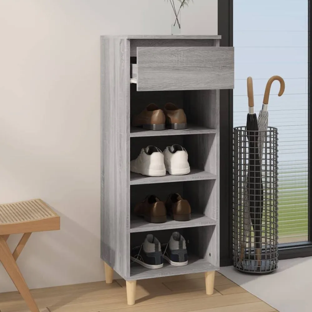 vidaXL Zapatero madera contrachapada 40x36x105 cm Gris sonoma Clearance