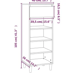 vidaXL Zapatero madera contrachapada 40x36x105 cm Gris sonoma Clearance