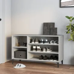 vidaXL Productos Del Hogar-Zapatero madera contrachapada gris hormigón 102x36x60 cm