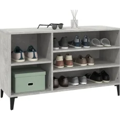 vidaXL Productos Del Hogar-Zapatero madera contrachapada gris hormigón 102x36x60 cm