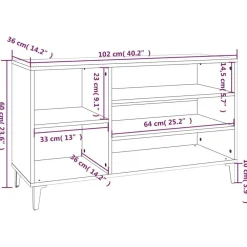 vidaXL Productos Del Hogar-Zapatero madera contrachapada gris hormigón 102x36x60 cm