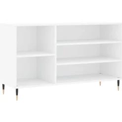 vidaXL Zapatero madera contrachapada blanco brillo 102x36x60 cm Blanco brillante