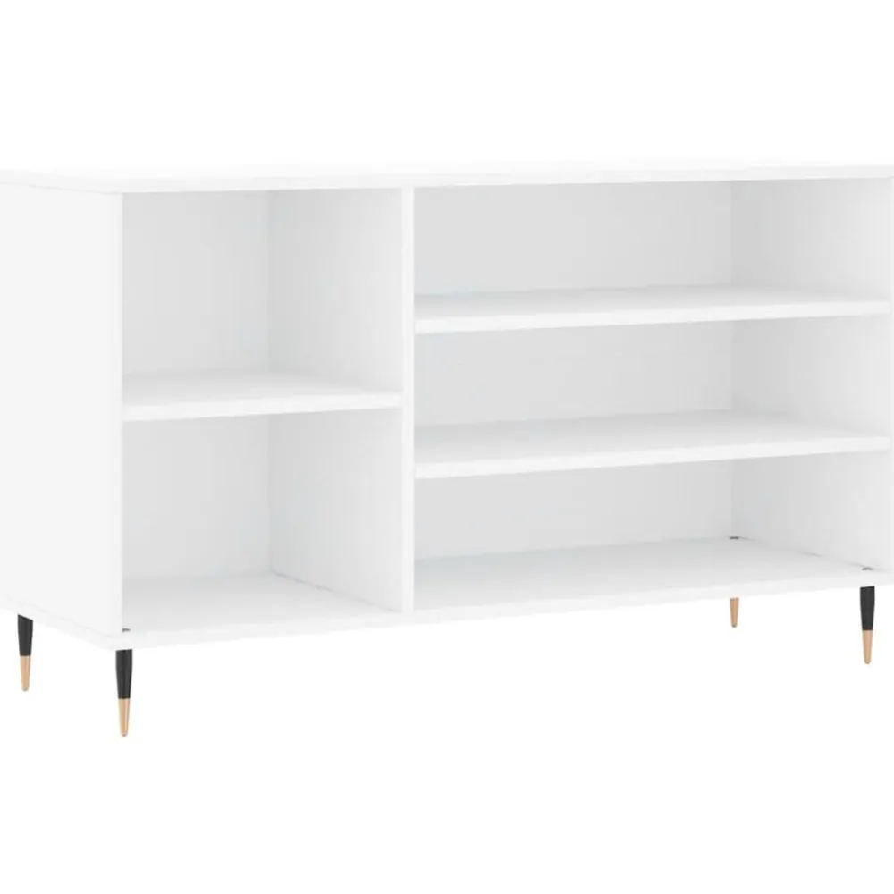 vidaXL Zapatero madera contrachapada blanco brillo 102x36x60 cm Blanco brillante