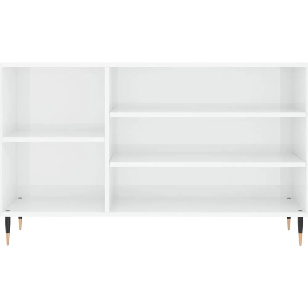 vidaXL Zapatero madera contrachapada blanco brillo 102x36x60 cm Blanco brillante
