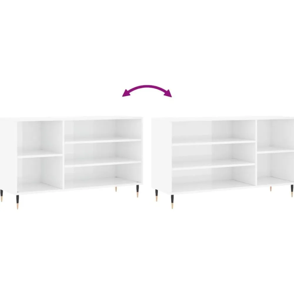 vidaXL Zapatero madera contrachapada blanco brillo 102x36x60 cm Blanco brillante
