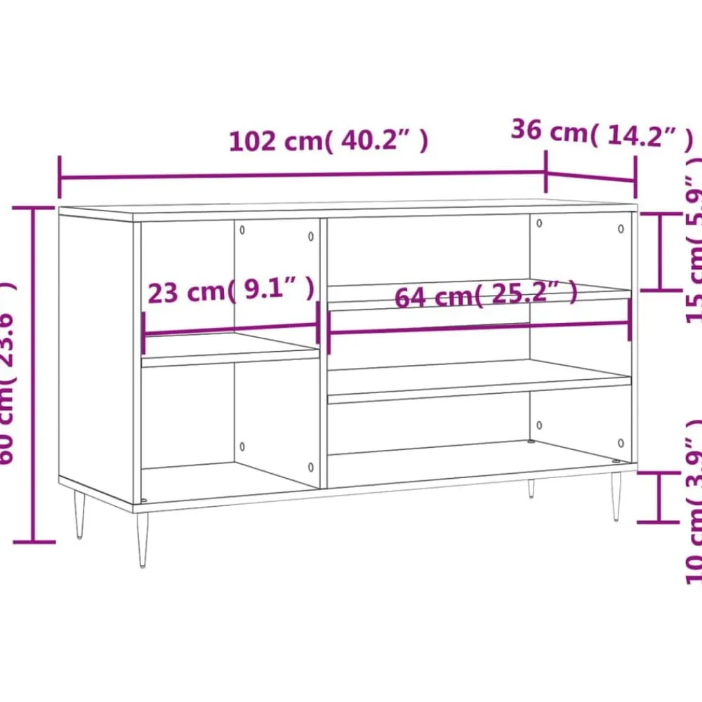 vidaXL Zapatero madera contrachapada blanco brillo 102x36x60 cm Blanco brillante