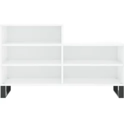 vidaXL Productos Del Hogar-Zapatero madera contrachapada blanco brillo 102x36x60 cm