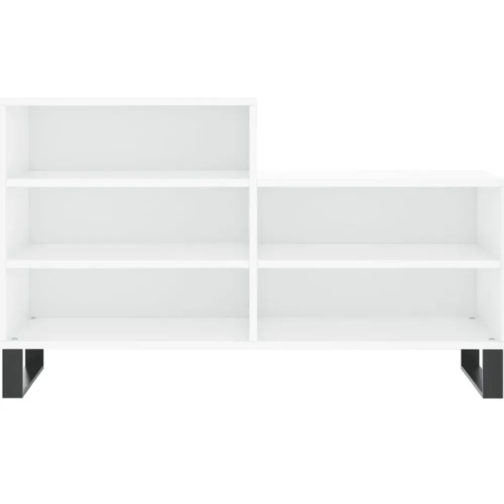 vidaXL Productos Del Hogar-Zapatero madera contrachapada blanco brillo 102x36x60 cm