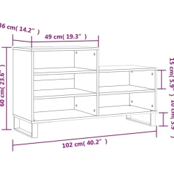 vidaXL Productos Del Hogar-Zapatero madera contrachapada blanco brillo 102x36x60 cm