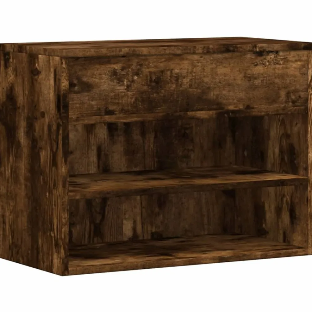 vidaXL Zapatero madera contrachapada 60x30x45 cm Roble ahumado Discount