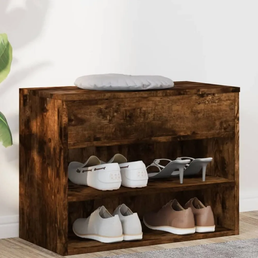 vidaXL Zapatero madera contrachapada 60x30x45 cm Roble ahumado Discount