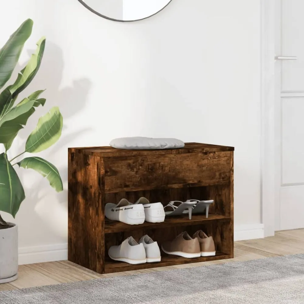 vidaXL Zapatero madera contrachapada 60x30x45 cm Roble ahumado Discount