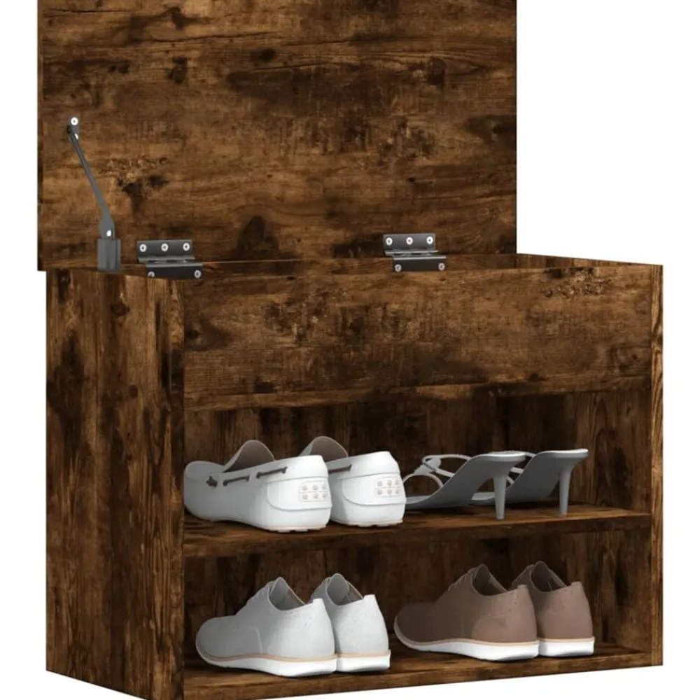 vidaXL Zapatero madera contrachapada 60x30x45 cm Roble ahumado Discount