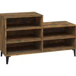 vidaXL Zapatero madera contrachapada 102x36x60 cm Roble ahumado Sale