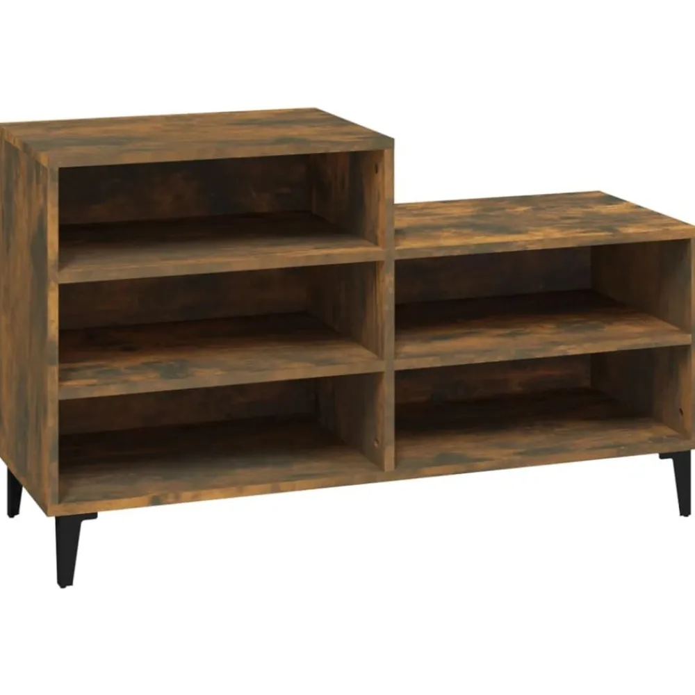 vidaXL Zapatero madera contrachapada 102x36x60 cm Roble ahumado Sale