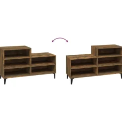 vidaXL Zapatero madera contrachapada 102x36x60 cm Roble ahumado Sale