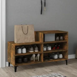 vidaXL Zapatero madera contrachapada 102x36x60 cm Roble ahumado Sale