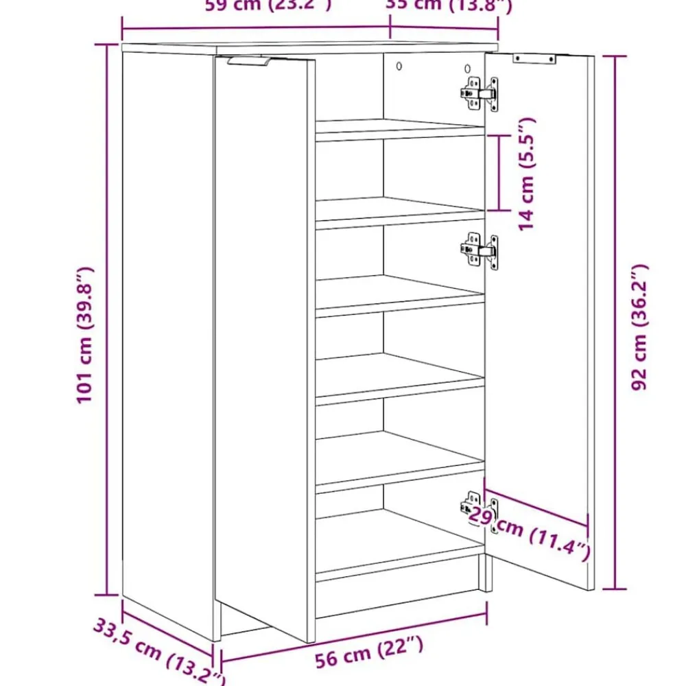 vidaXL Productos Del Hogar-Zapatero madera contrachapada 59x35x100 cm