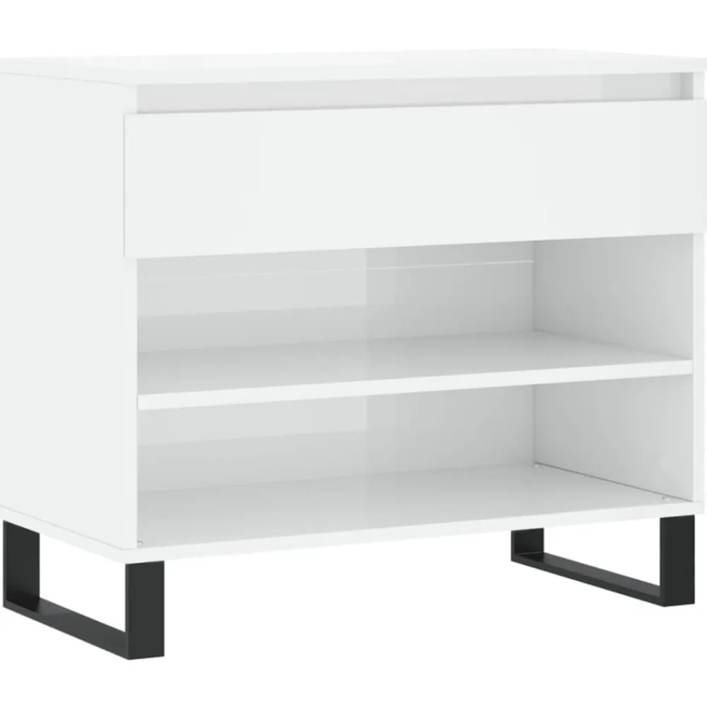 vidaXL Zapatero madera contrachapada blanco brillo 70x36x60 cm Blanco brillante Best
