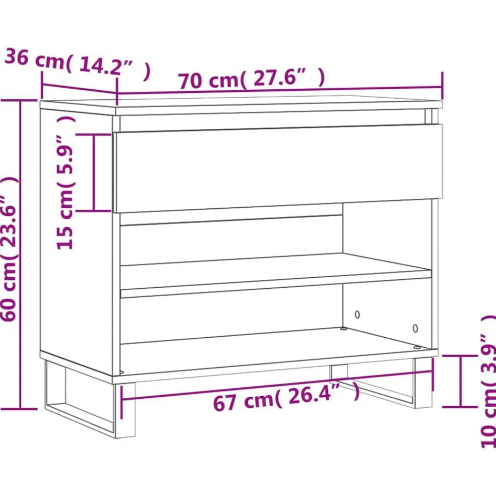 vidaXL Zapatero madera contrachapada blanco brillo 70x36x60 cm Blanco brillante Best