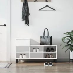 vidaXL Zapatero madera contrachapada 102x36x60 cm Blanco Outlet