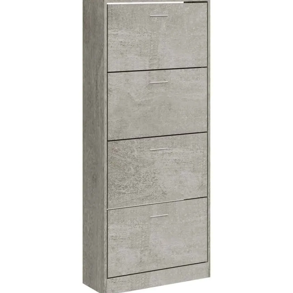 vidaXL Productos Del Hogar-Zapatero madera contrachapada gris hormigón 63x24x147 cm