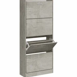 vidaXL Productos Del Hogar-Zapatero madera contrachapada gris hormigón 63x24x147 cm