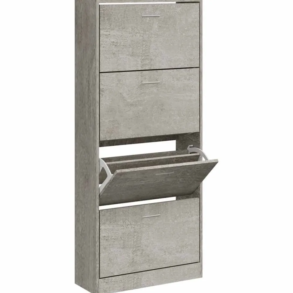 vidaXL Productos Del Hogar-Zapatero madera contrachapada gris hormigón 63x24x147 cm