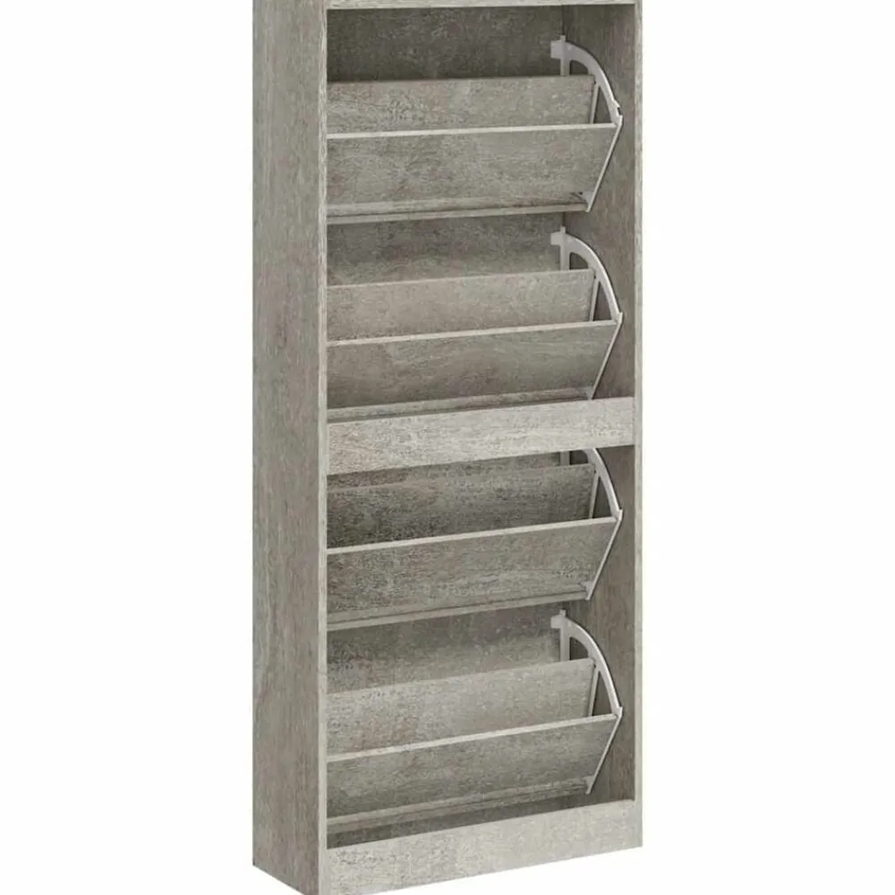 vidaXL Productos Del Hogar-Zapatero madera contrachapada gris hormigón 63x24x147 cm