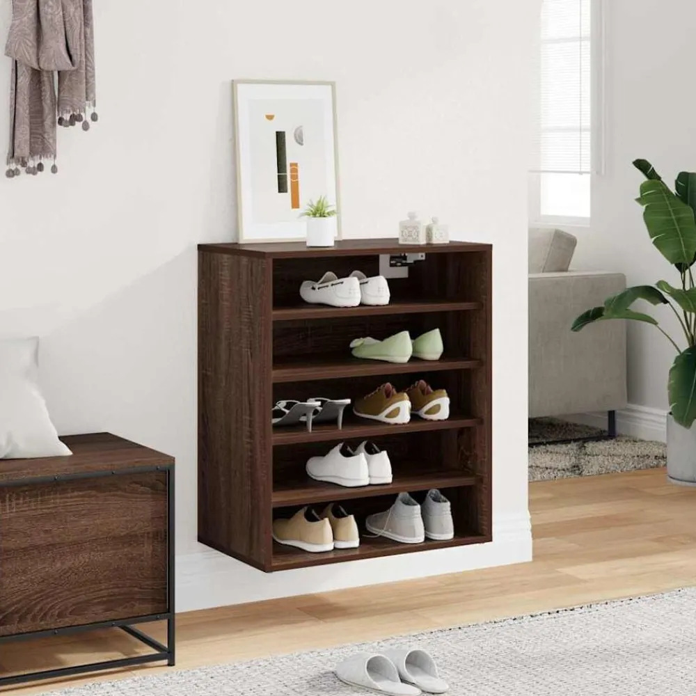 vidaXL Zapatero madera contrachapada roble marrón 60x35x70 cm Marrón roble Hot