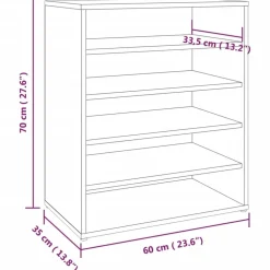 vidaXL Zapatero madera contrachapada roble marrón 60x35x70 cm Marrón roble Hot