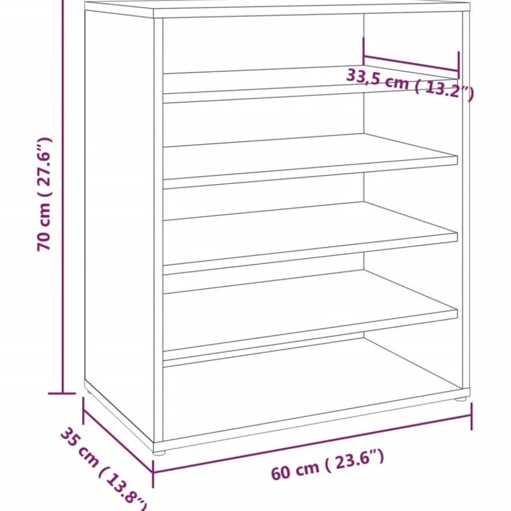 vidaXL Zapatero madera contrachapada roble marrón 60x35x70 cm Marrón roble Hot