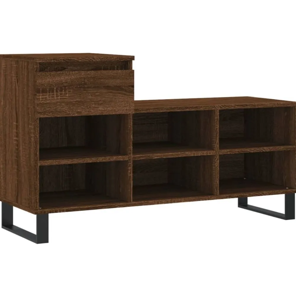 vidaXL Zapatero madera contrachapada roble marrón 102x36x60 cm Marrón roble Clearance