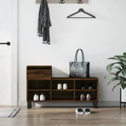 vidaXL Zapatero madera contrachapada roble marrón 102x36x60 cm Marr&oacute;n roble Clearance