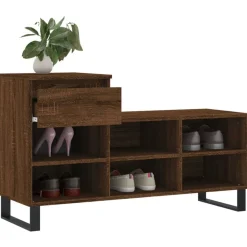vidaXL Zapatero madera contrachapada roble marrón 102x36x60 cm Marrón roble Clearance