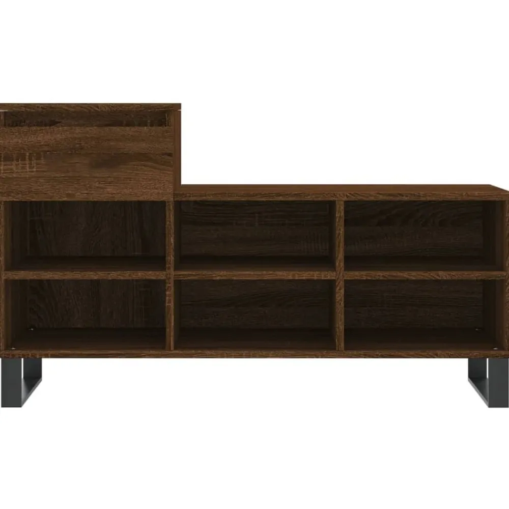 vidaXL Zapatero madera contrachapada roble marrón 102x36x60 cm Marrón roble Clearance