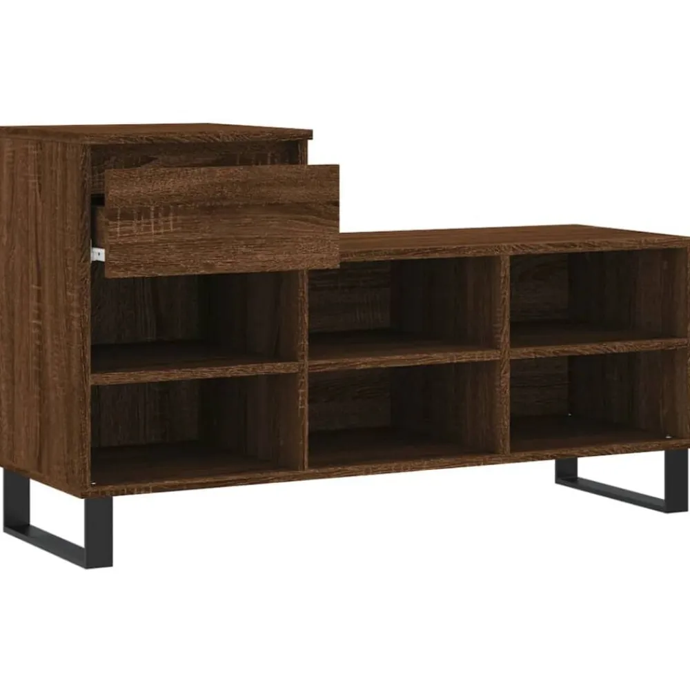 vidaXL Zapatero madera contrachapada roble marrón 102x36x60 cm Marrón roble Clearance
