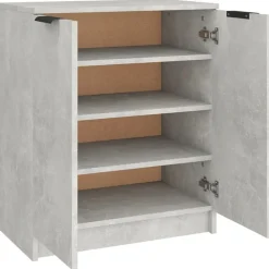 vidaXL Zapatero madera contrachapada gris hormigón 59x35x70 cm Gris hormigón New