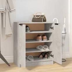 vidaXL Zapatero madera contrachapada gris hormigón 59x35x70 cm Gris hormigón New